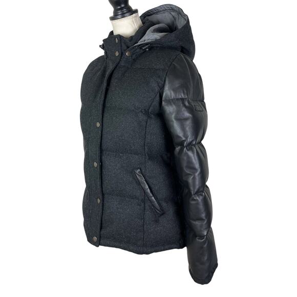 Rag & Bone Penfield Trailwear Black Wool & Leather Puffer Bomber Jacket Size 8 - Picture 6 of 10